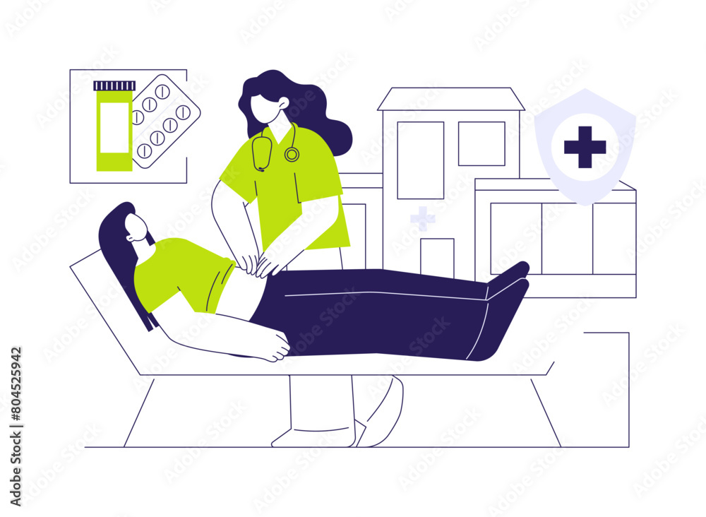 Poster Abdominal exam abstract concept vector illustration.