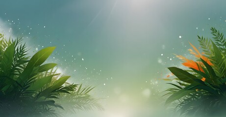 Abstract background Seamless spring floral and leaves frame background. Tropical background.