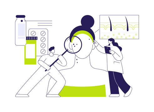 dermatologist examining patient skin with magnifying glass clip art preview