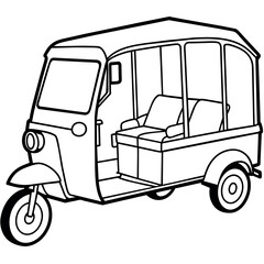 Obraz premium Auto Rickshaw outline illustration digital coloring book page line art drawing