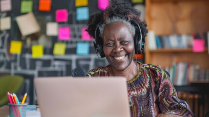 A Joyful Woman with Headphones