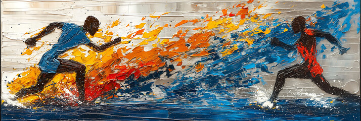 background of a couple of athletes training for the summer olympic games