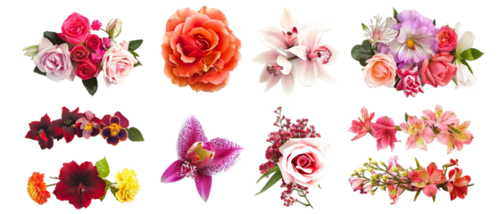 Set of flowers PNG transparent background
