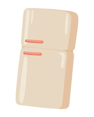 Kitchen fridge in flat design. Domestic refrigerator for food storage. Vector illustration isolated.