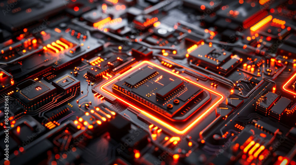 Poster a generic abstract high tech computer hardware closeup
