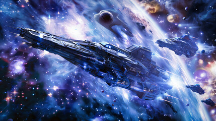 Epic interstellar military spaceships fleet