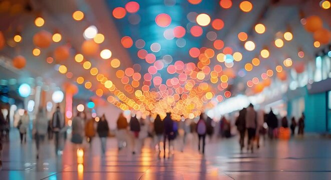 Event planners organizing a large event with blurred background. Concept Event Planning, Large Scale, Blurred Background, Organizing, Event Management