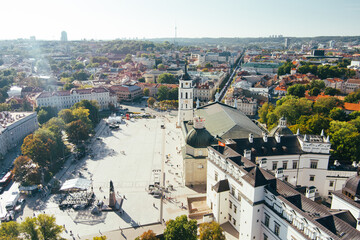Aerial view of annual Nations Fair, where masters from the national communities of Lithuania present their arts, crafts, national customs and traditions.