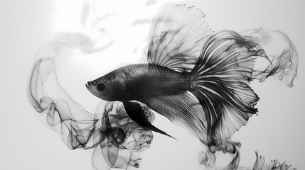 Beautiful dark fighting fish on white background.