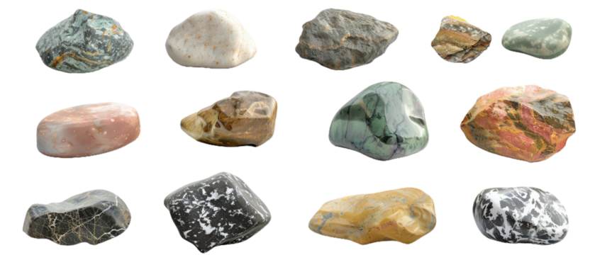 Сollection of stones PNG transparent background