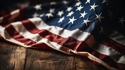 Elegant Close-Up of American Flag, Symbol of Freedom and Patriotism, Perfect for Memorial Day and Fourth of July Celebrations