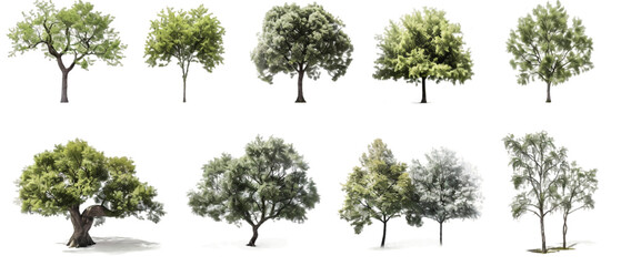 Collection of trees PNG transparent background