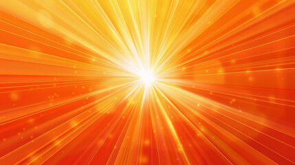 Vibrant orange background with rays of light radiating out from the center, creating an energetic and dynamic feel.