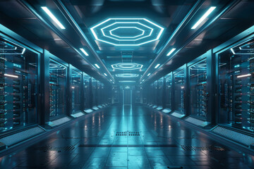 Fototapeta premium Futuristic Data Center Server Room