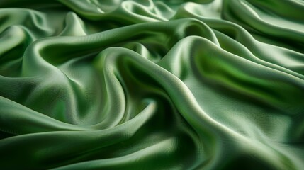 Fototapeta premium Elegant Green and Brown Silk Satin Fabric with Smooth Gradient