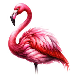 Fototapeta premium A pink flamingo with a black background