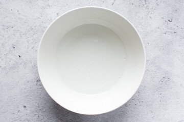 Top view of a white ceramic mixing bowl, Flat lay of ceramic batter bowl