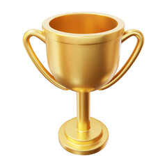 3d realistic golden trophy cup. Stock vector illustration on isolated background.