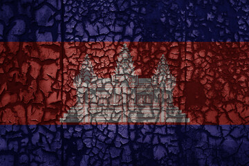 flag of cambodia on a old grunge metal rusty cracked wall background