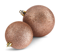 Beautiful glitter Christmas balls isolated on white