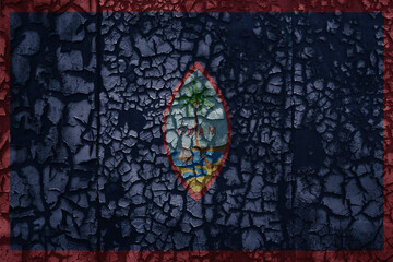 flag of guam on a old grunge metal rusty cracked wall background
