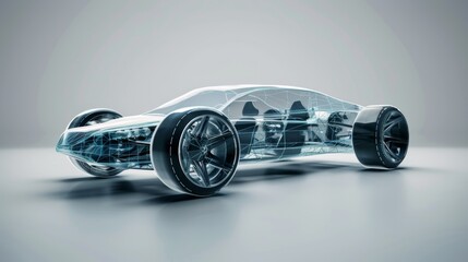 3D graphics concept of a transparent car.