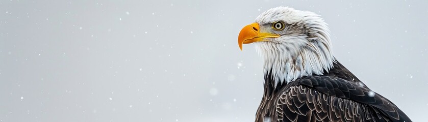 The photo shows a bald eagle in flight