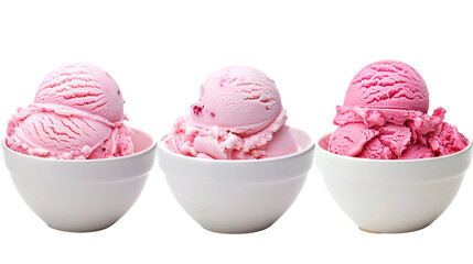 Creamy Strawberry Ice Cream Delight on Transparent Background, Perfect Summer Treat with Fresh Fruit, High Quality Dairy Product for Indulgent Dessert Photography