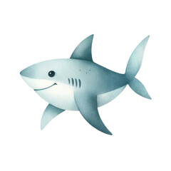 A cute cartoon shark with a friendly smile.