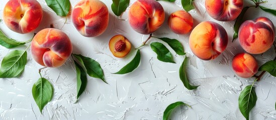 Fresh Peach fruit on white background. Peach isolated closeup