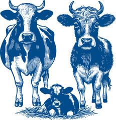 Cow Vector illustration, Hand drawn sketch livestock vector illustration