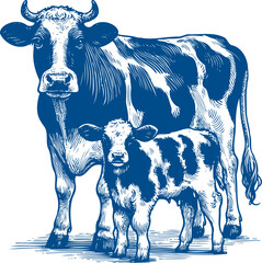 Cow Vector illustration, Hand drawn sketch livestock vector illustration