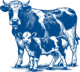 Cow Vector illustration, Hand drawn sketch livestock vector illustration