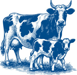 Cow Vector illustration, Hand drawn sketch livestock vector illustration