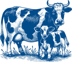 Cow Vector illustration, Hand drawn sketch livestock vector illustration