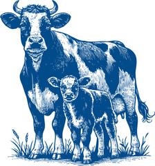 Cow Vector illustration, Hand drawn sketch livestock vector illustration