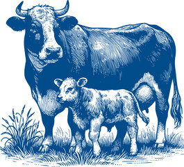 Cow Vector illustration, Hand drawn sketch livestock vector illustration