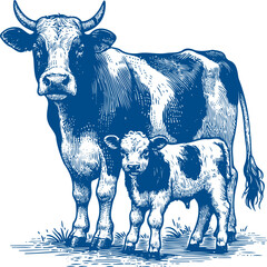 Cow Vector illustration, Hand drawn sketch livestock vector illustration