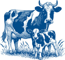 Cow Vector illustration, Hand drawn sketch livestock vector illustration