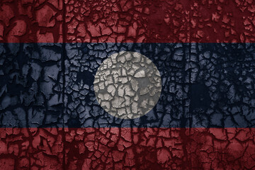flag of laos on a old grunge metal rusty cracked wall background