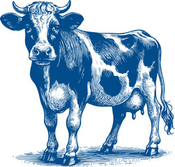 Cow Vector illustration, Hand drawn sketch livestock vector illustration