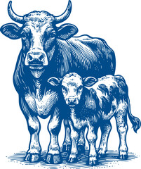 Cow Vector illustration, Hand drawn sketch livestock vector illustration