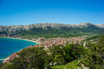 baska, croatia, 29 april 2024, panoramic view of the bay from the cemetery