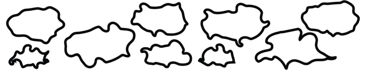 Organic fluid shapes collection line art.