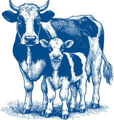 Cow Vector illustration, Hand drawn sketch livestock vector illustration