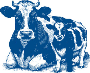 Cow Vector illustration, Hand drawn sketch livestock vector illustration
