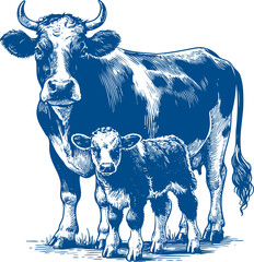 Cow Vector illustration, Hand drawn sketch livestock vector illustration