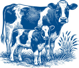 Cow Vector illustration, Hand drawn sketch livestock vector illustration