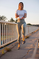 Woman warming up for jogging