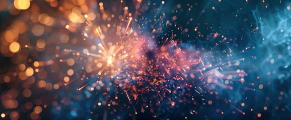 Fototapeta premium Write a poem inspired by fireworks bursting in the night , professional photography and light